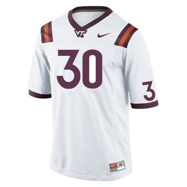 Men #30 Rich Cummings Virginia Tech Hokies College Football Jerseys Sale-White